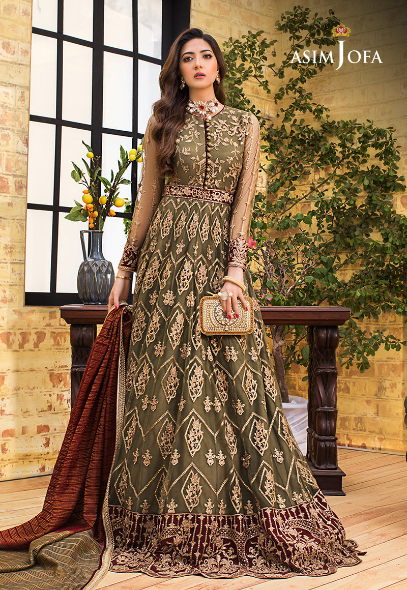 Asim jofa AJLE-06 Net Embroidered pakcloths.pk