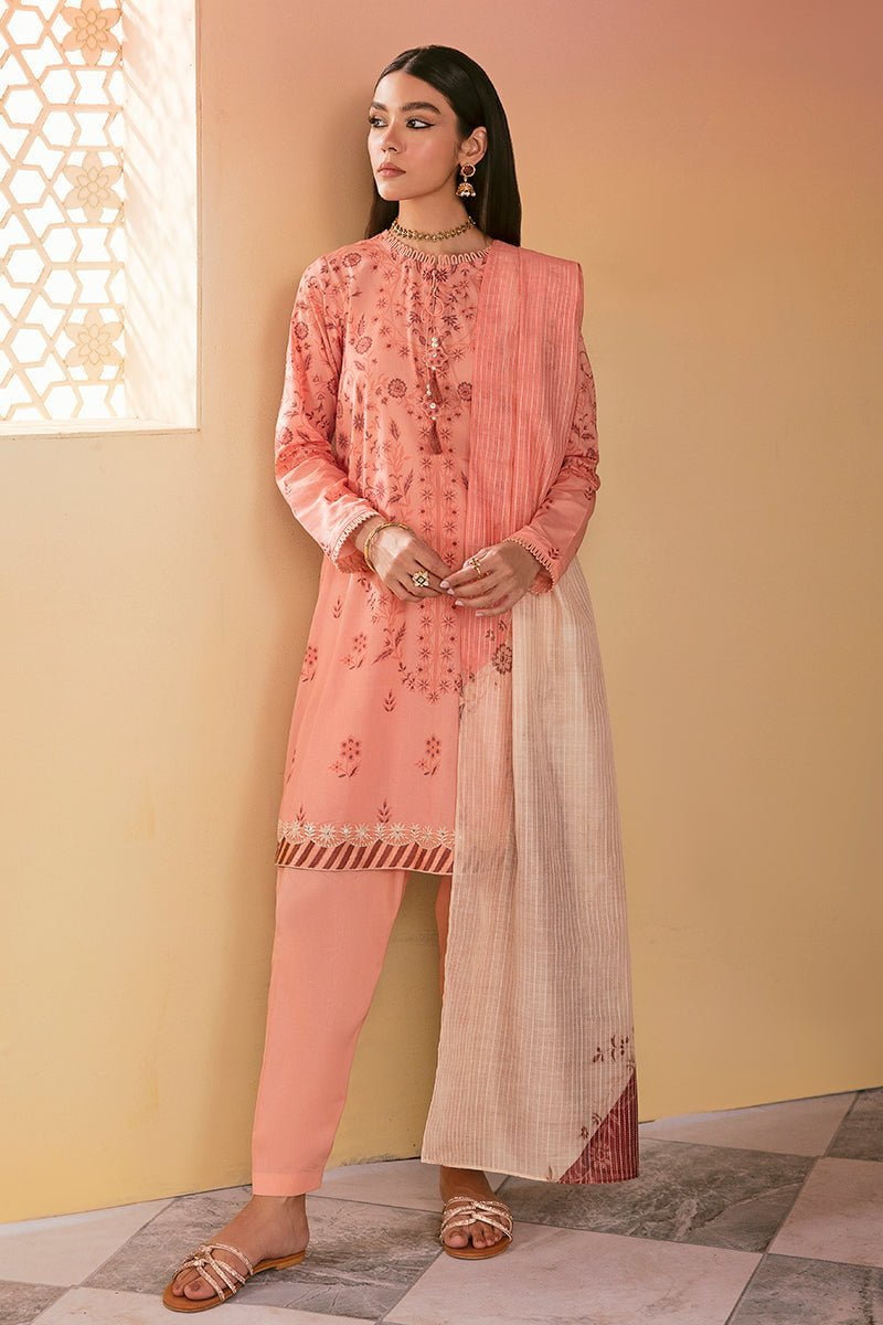 Cross Stitch Blush Peach 3pc Printed Lawn Suit pakcloths.pk