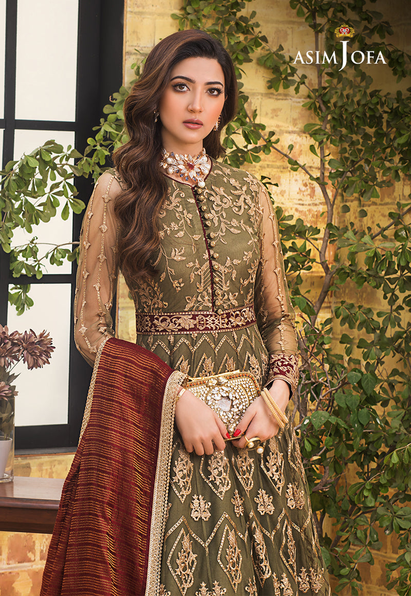 Asim jofa AJLE-06 Net Embroidered pakcloths.pk