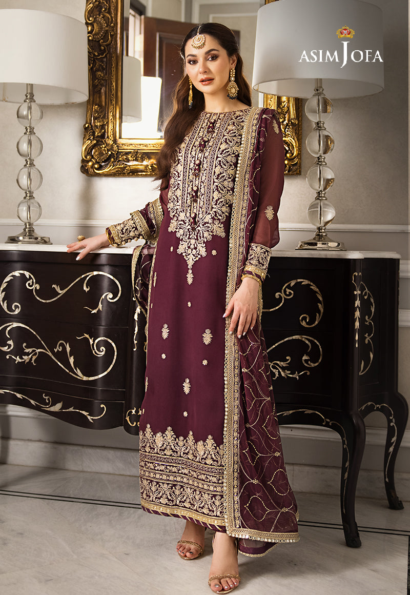 Asim jofa AJZS-23 EMBROIDERED GEORGETTE CHIFFON 3 PCS pakcloths.pk