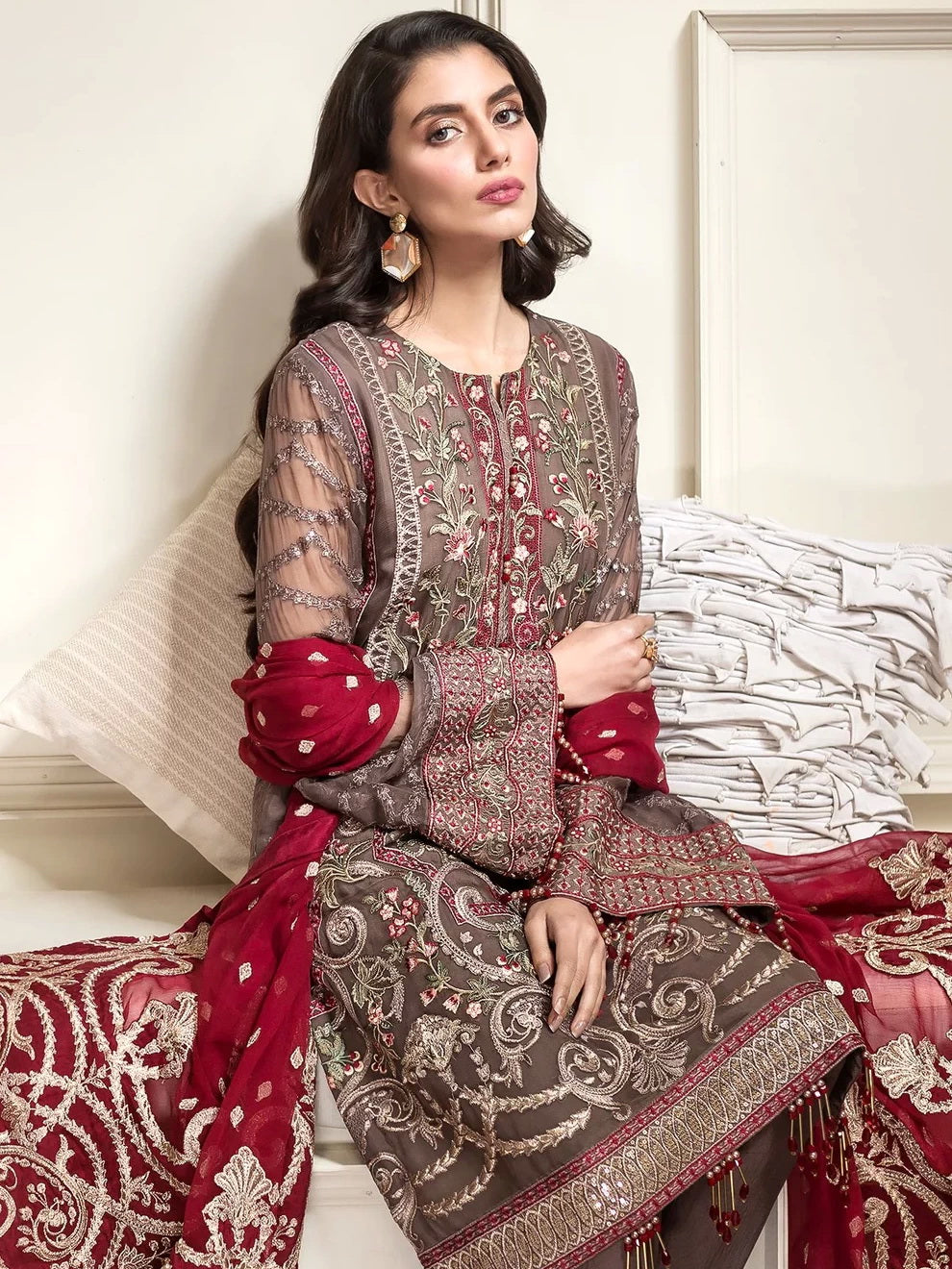 Jazmin D-10 SHERENE Luxury Embroidered Chiffon pakcloths.pk