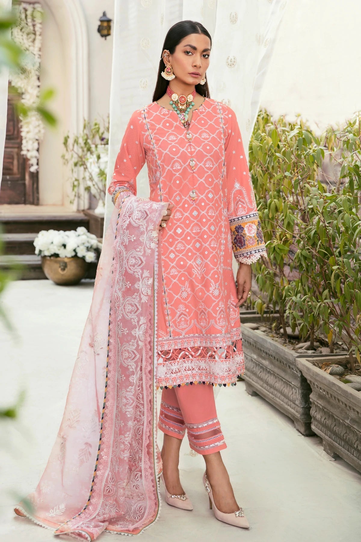 Baroque BQU BL08 D07 Embroidered Lawn Suit Unstitched 3 Piece pakcloths.pk