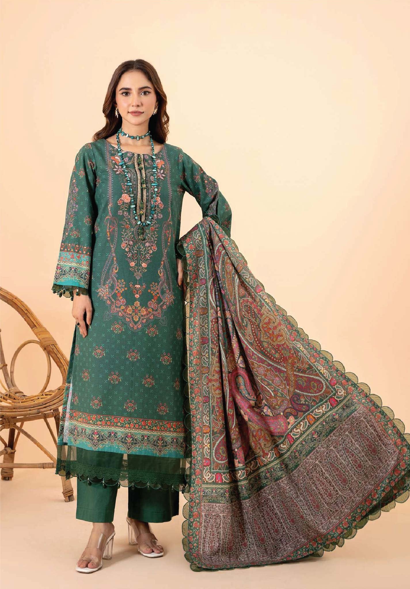 MAUSUMMERY Clover Printed Khaddar pakcloths.pk