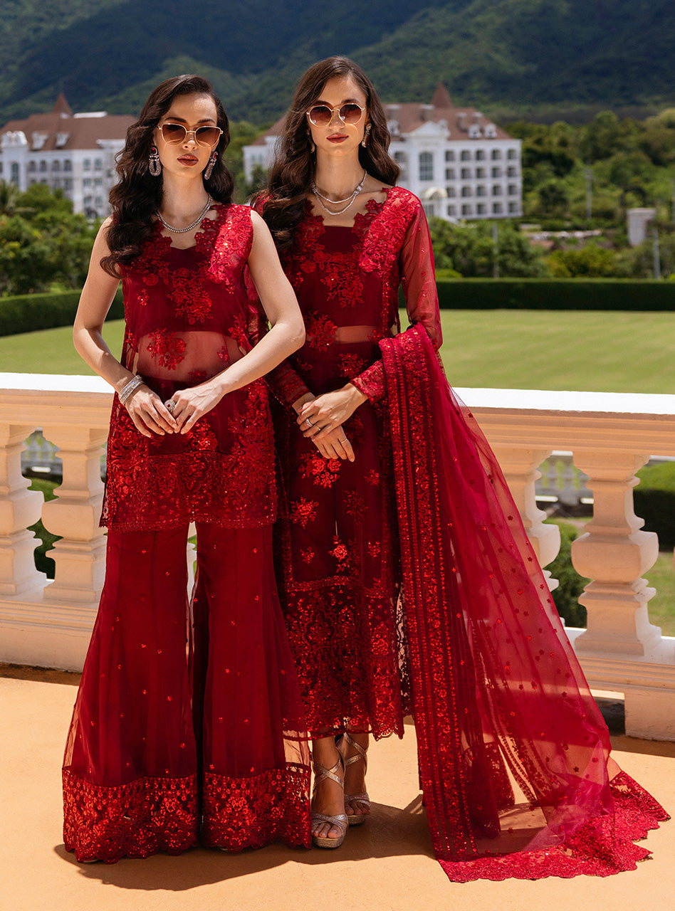 Zainab Chottani D-09 Ruby Luxe Embroidered Organza Festive pakcloths.pk