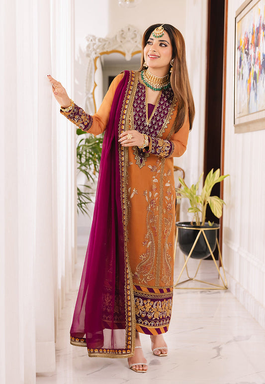 Asim jofa AJSM-38 EMBROIDERED CHIFFON 3 PCS pakcloths.pk