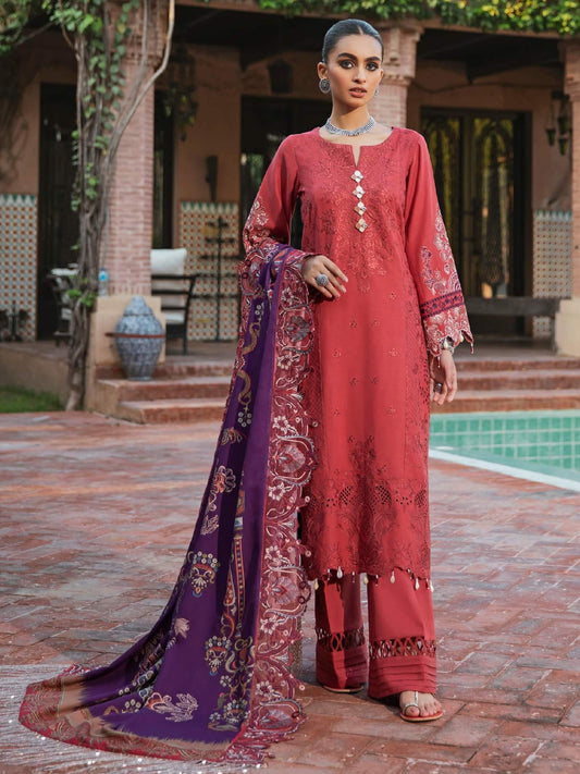 NUREH Maya Embroidered Slub Khaddar 3 Piece Unstitched Suit NW-37 pakcloths.pk