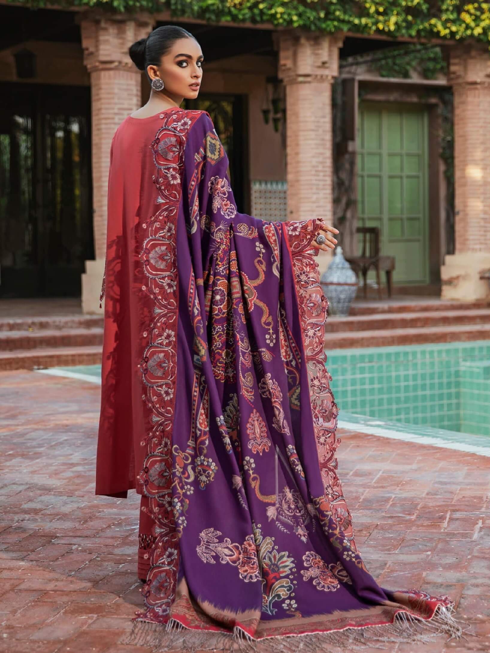 NUREH Maya Embroidered Slub Khaddar 3 Piece Unstitched Suit NW-37 pakcloths.pk