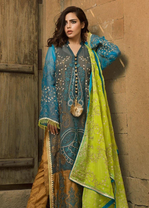 Maira Khan by Rub Nawaz Formals/Blue&Brown D-5 pakcloths.pk