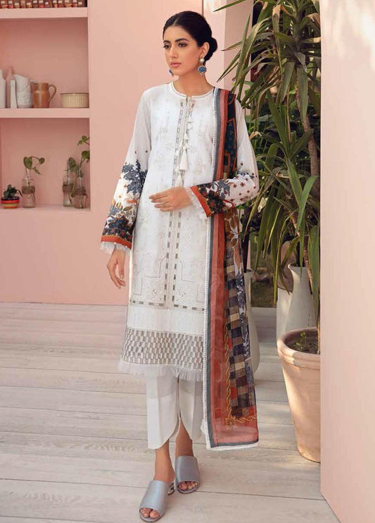 Iris By Jazmin 03-Dove White Lawn Collection'2021 pakcloths.pk