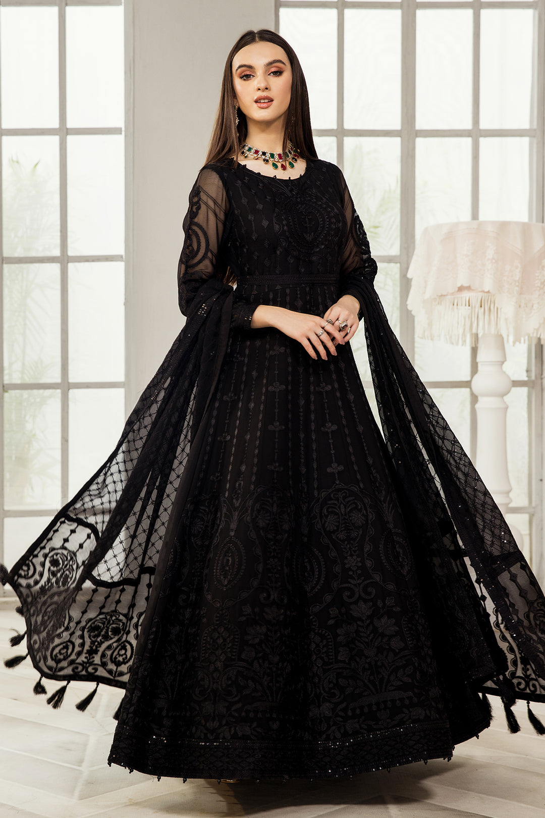 Alizeh koyal black chiffon B-fresh pakcloths.pk