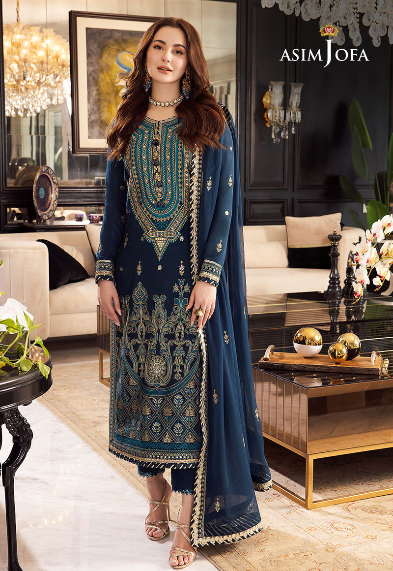 Asim jofa AJRN-10 EMBROIDERED LAWN SILK 3 PCS pakcloths.pk