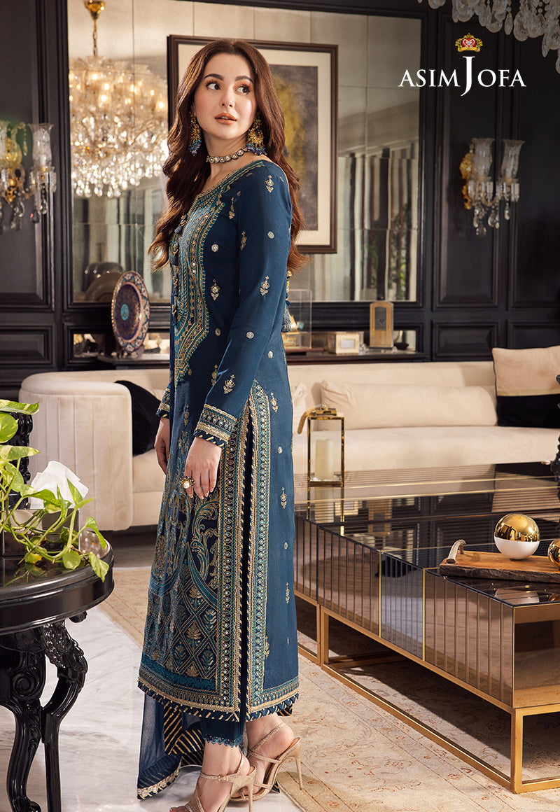 Asim jofa AJRN-10 EMBROIDERED LAWN SILK 3 PCS pakcloths.pk