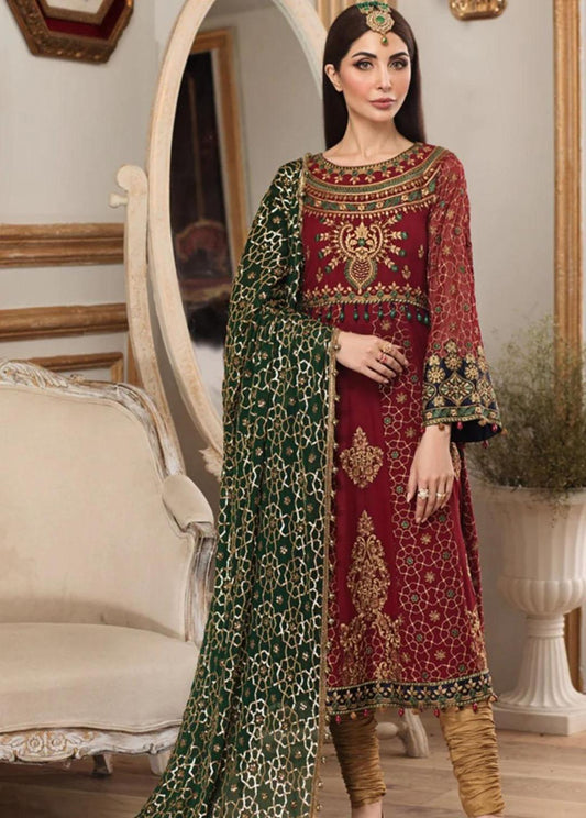 Mohagni Embroidered Chiffon Suits Unstitched 3 Piece DD-20-03 - Festive Collection pakcloths.pk