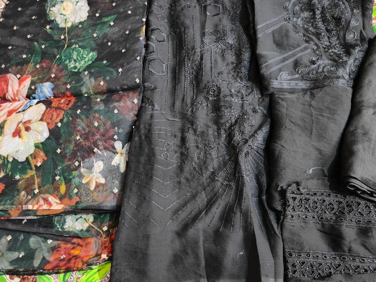 Alizeh koyal black chiffon B-fresh pakcloths.pk