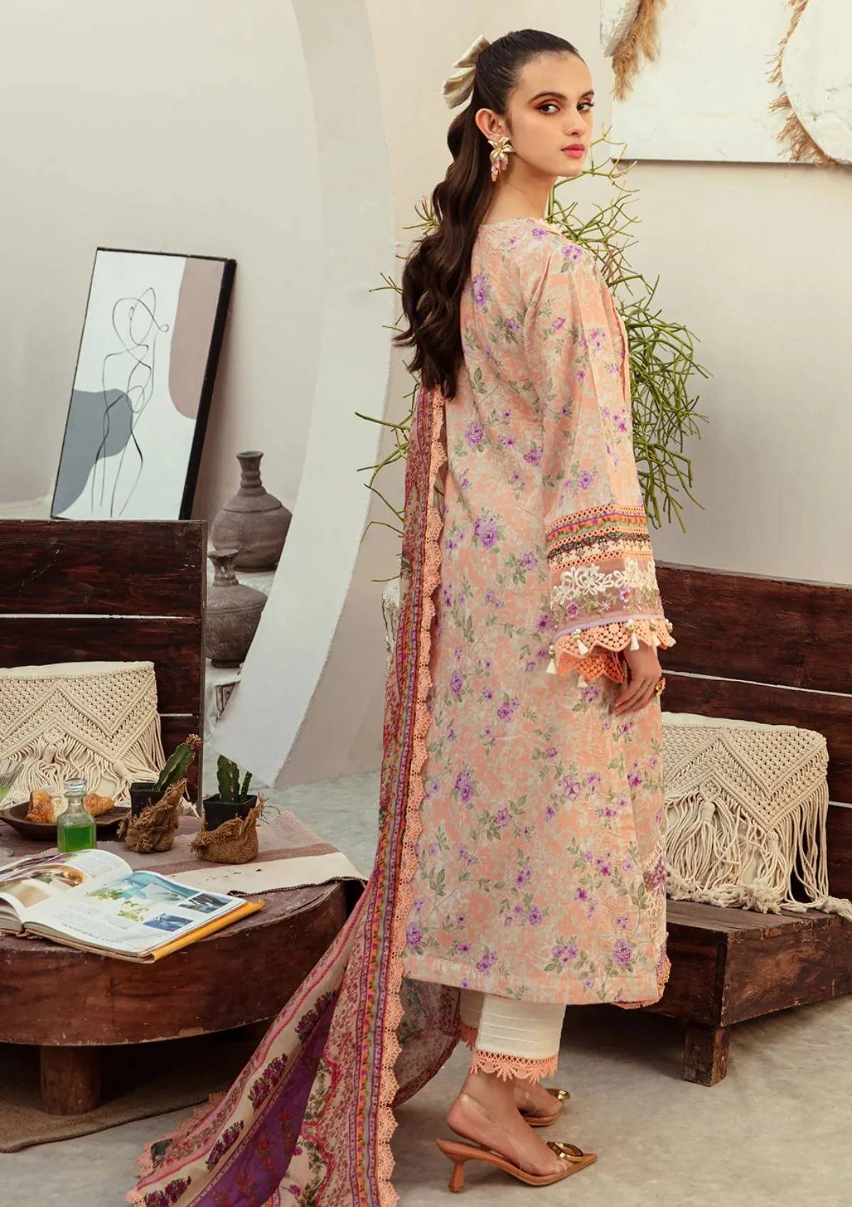 Alif AFL#7 CORAL BLUSH Lawn Collection pakcloths.pk