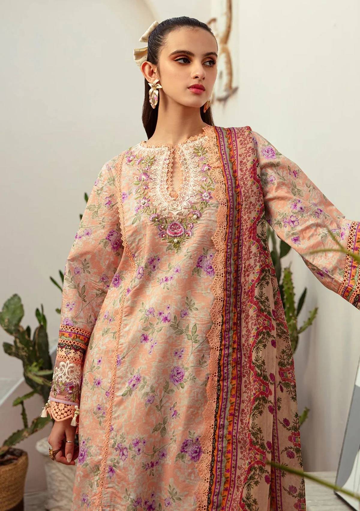 Alif AFL#7 CORAL BLUSH Lawn Collection pakcloths.pk