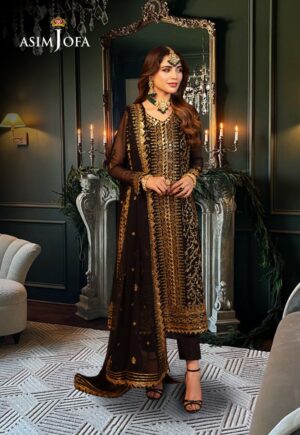 Asim jofa AJCD-19 EMBROIDERED CHIFFON 3 PCS